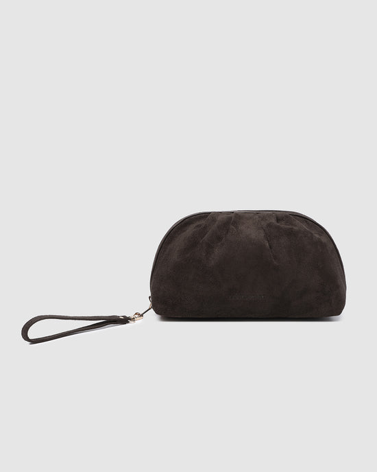 Sarski Suedette Makeup Bag  - Chocolate