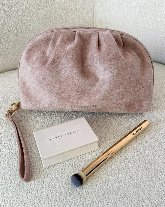 Sarski Suedette Makeup Bag  - Pale Pink