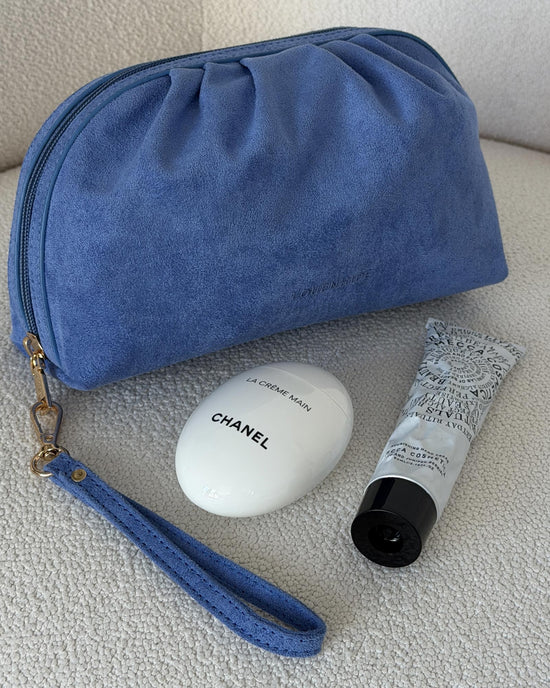 Sarski Suedette Makeup Bag - Persian Blue