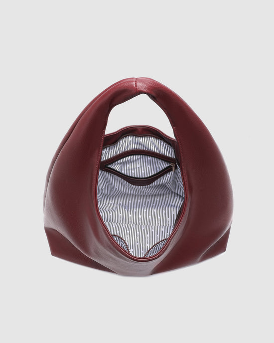 Louenhide Monaco Shoulder Bag in Burgundy Vegan Leather, internal view