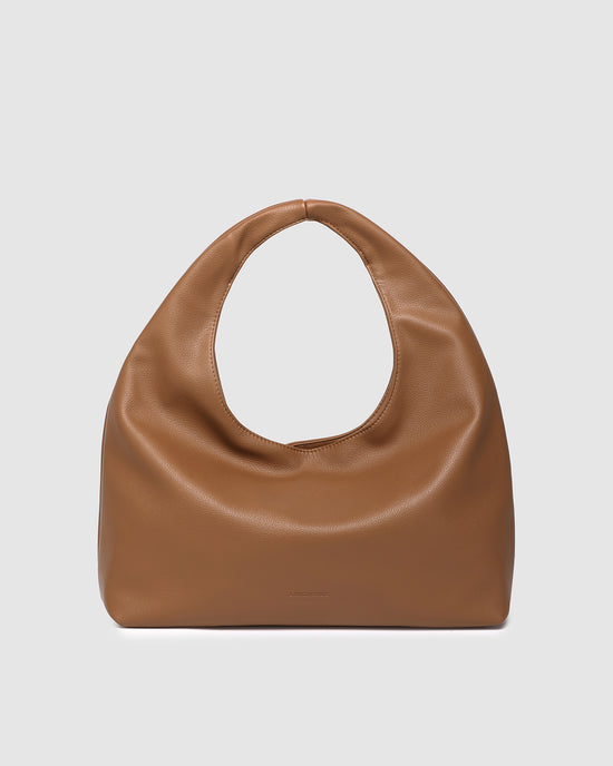 Louenhide vegan leather toffee Monaco shoulder bag front view