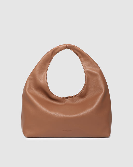 Louenhide vegan leather toffee Monaco shoulder bag front view