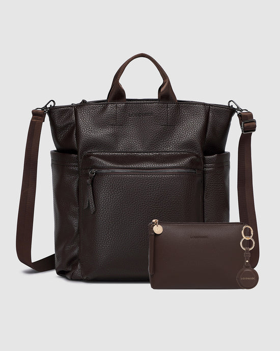 Louenhide vegan leather chocolate Bronx Travel Bundle front view