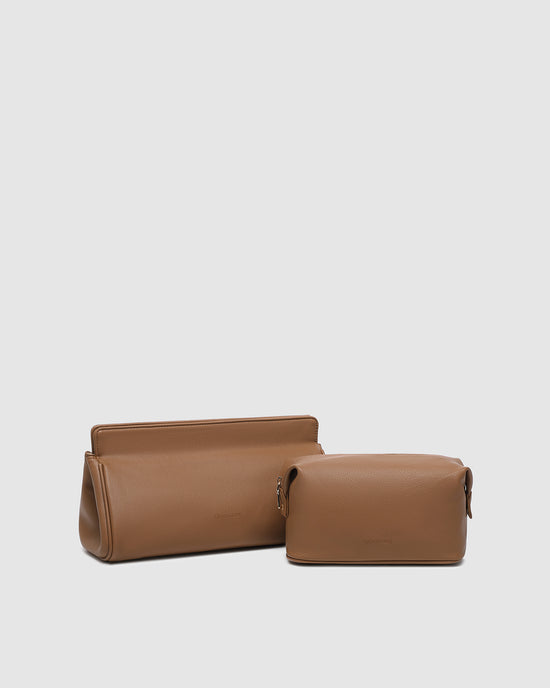Louenhide toffee Margot & Lucinda Cosmetic Case Travel Set in vegan leather