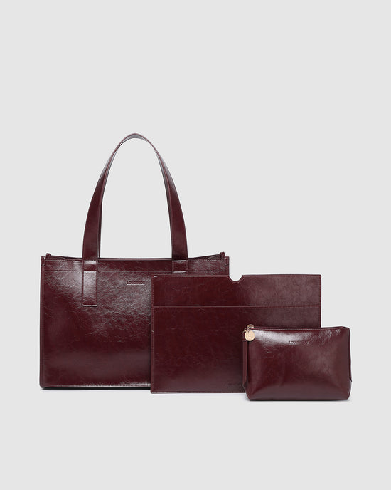 The Essential Work Bag Bundle - Burgundy Patent