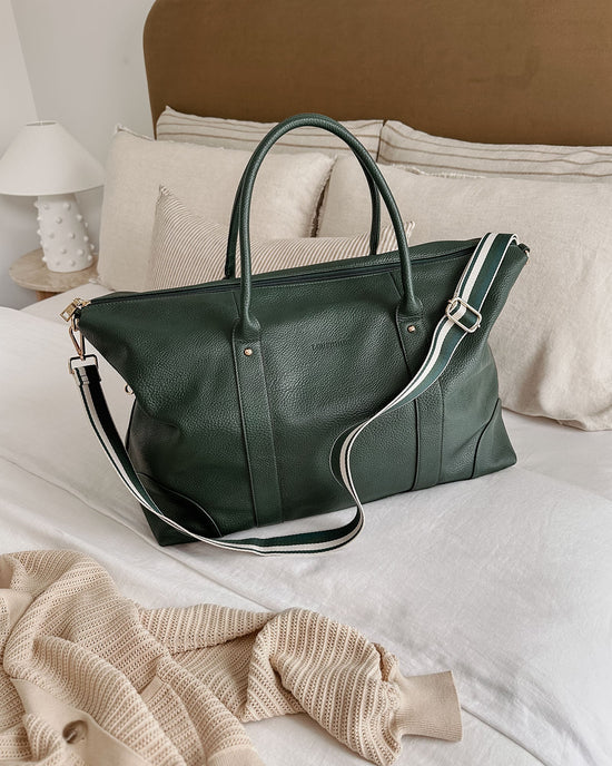 Alexis Stripe Weekender Travel Bag - Forest Green Stripe